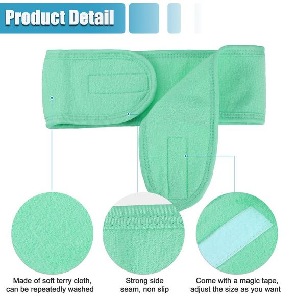 4 Pcs Spa Soft Headband for Face Washing Bath Facial Mask Yoga Green - Picture 3 of 7